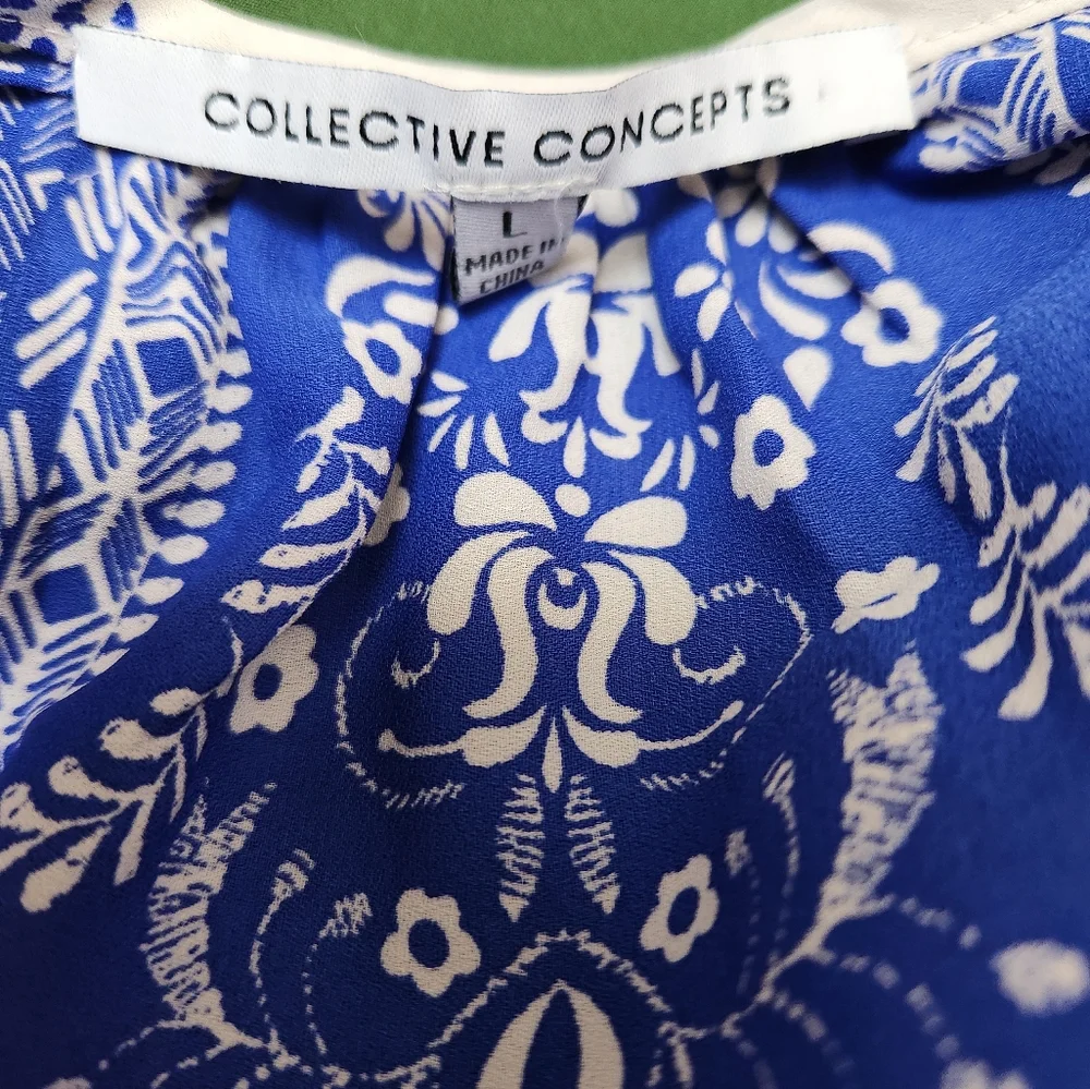 Beautiful blue and cream boho top - Picture 3 of 7
